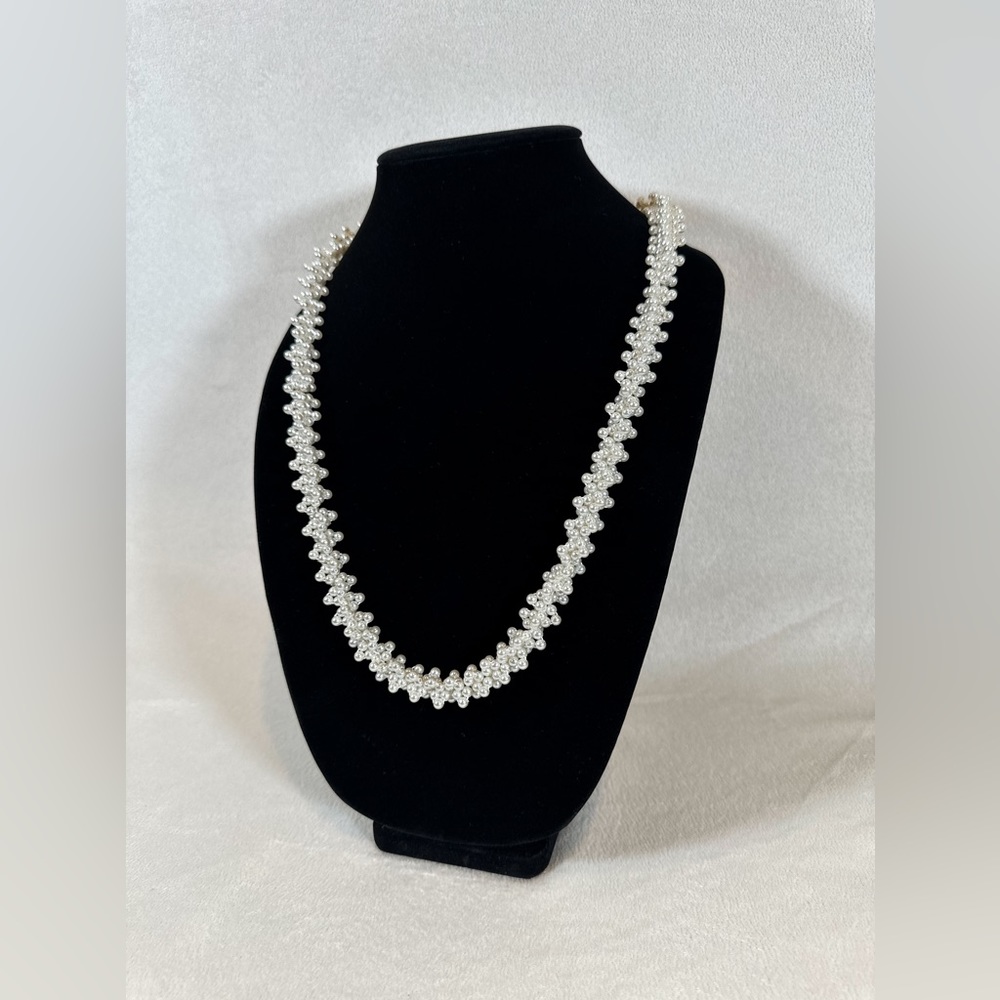 Vintage Faux Pearl Cluster Long Necklace 17 inch